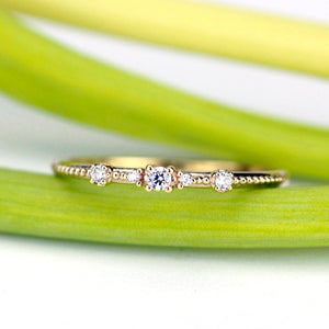 Thin diamond wedding band for women simple | diamond wedding bands stackable - NOOI JEWELRY