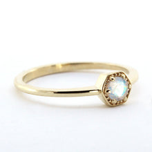 Load image into Gallery viewer, Moonstone Ring Hexagonal Ring, Gold Moonstone Ring Geometric Ring, Delicate Ring,Minimalist Ring,Promise Ring Stackable Ring,June Birthstone - NOOI JEWELRY