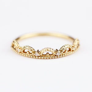 unique wedding ring, Filigree Wedding band, Engagement ring, diamond wedding band, vintage ring, filigree engagement, thin wedding band - NOOI JEWELRY