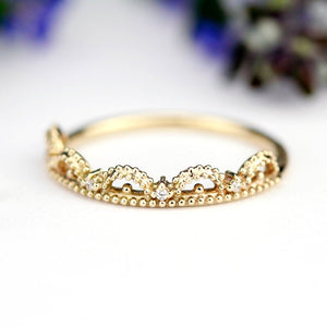 unique wedding ring, Filigree Wedding band, Engagement ring, diamond wedding band, vintage ring, filigree engagement, thin wedding band - NOOI JEWELRY