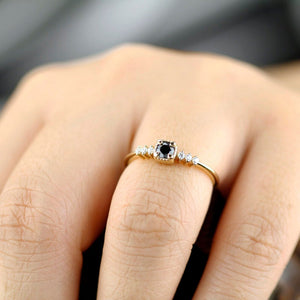 Engagement Ring, Dainty Engagement Ring, black diamond ring, Delicate Ring, classic ring, anniversary ring, minimalist ring, simple - NOOI JEWELRY