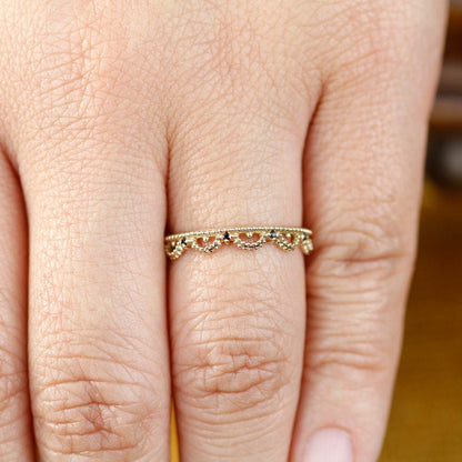 lace wedding band, lace ring, black diamond wedding band, engagement ring black diamond, delicate diamond ring, delicate - NOOI JEWELRY