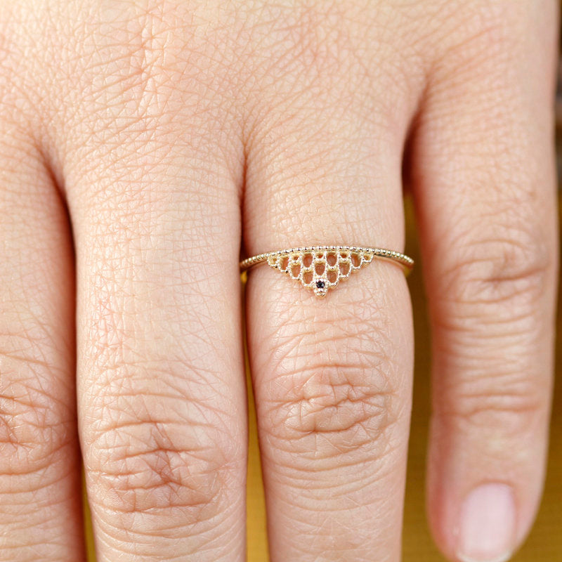 minimalist engagement ring, Filigree Wedding band, Engagement ring, diamond wedding band, vintage ring, filigree engagement, thin band - NOOI JEWELRY
