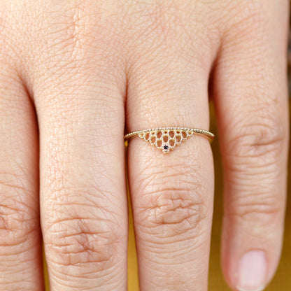 minimalist engagement ring, Filigree Wedding band, Engagement ring, diamond wedding band, vintage ring, filigree engagement, thin band - NOOI JEWELRY