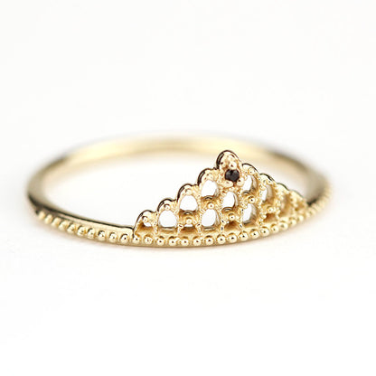 minimalist engagement ring, Filigree Wedding band, Engagement ring, diamond wedding band, vintage ring, filigree engagement, thin band - NOOI JEWELRY