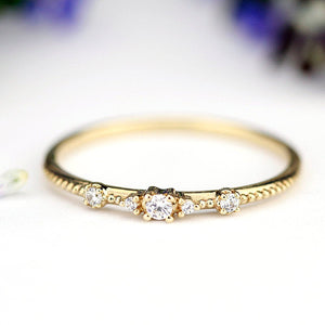 Thin diamond wedding band for women simple | diamond wedding bands stackable - NOOI JEWELRY