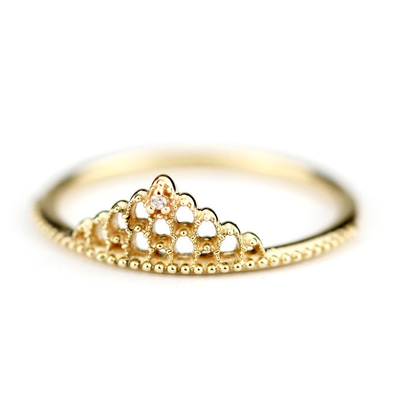filigree wedding band with diamond - NOOI JEWELRY