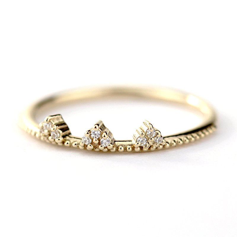 White diamond wedding band | Stackable dainty engagement ring - NOOI JEWELRY