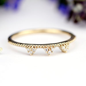 White diamond wedding band | Stackable dainty engagement ring - NOOI JEWELRY