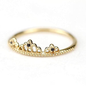 delicate engagement ring, minimalist engagement ring, anniversary ring, black diamond wedding band, engagement ring black diamond, dainty R 211BD - NOOI JEWELRY