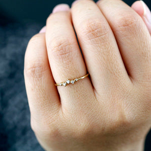 Mini cluster engagement ring, petite wedding rings simple, 18k diamond engagement ring - NOOI JEWELRY