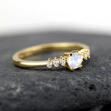 Load image into Gallery viewer, engagement ring, minimalist engagement ring, moonstone engagement ring, dainty ring, simple diamond ring, delicate ring, minimal ring | R151MOON - NOOI JEWELRY