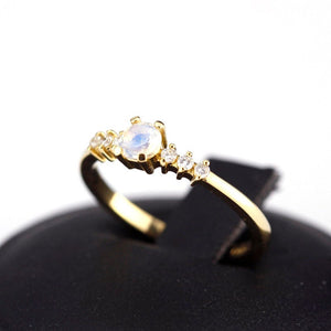 engagement ring, minimalist engagement ring, moonstone engagement ring, dainty ring, simple diamond ring, delicate ring, minimal ring | R151MOON - NOOI JEWELRY
