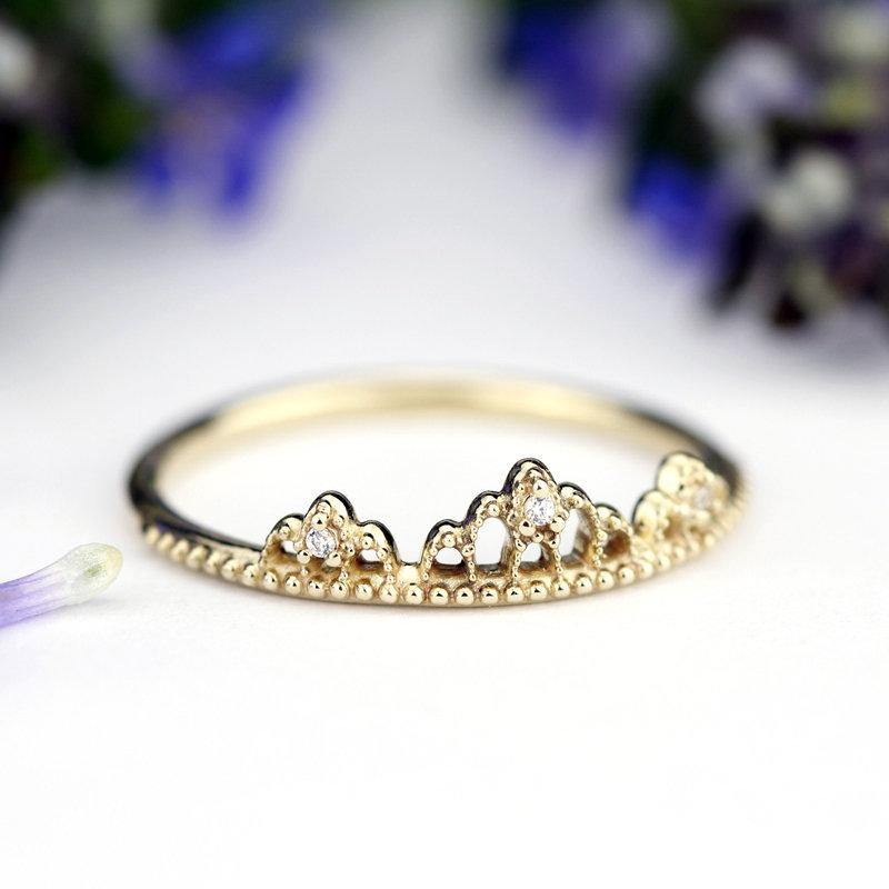 minimalist engagement ring, delicate engagement ring, anniversary ring, diamond wedding band, engagement ring, delicate diamond ring | R211WD - NOOI JEWELRY