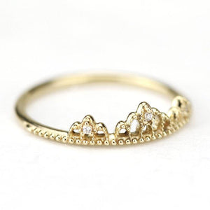 minimalist engagement ring, delicate engagement ring, anniversary ring, diamond wedding band, engagement ring, delicate diamond ring | R211WD - NOOI JEWELRY