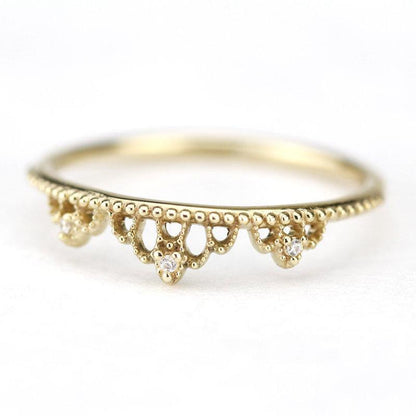 minimalist engagement ring, delicate engagement ring, anniversary ring, diamond wedding band, engagement ring, delicate diamond ring | R211WD - NOOI JEWELRY