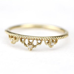 minimalist engagement ring, delicate engagement ring, anniversary ring, diamond wedding band, engagement ring, delicate diamond ring | R211WD - NOOI JEWELRY