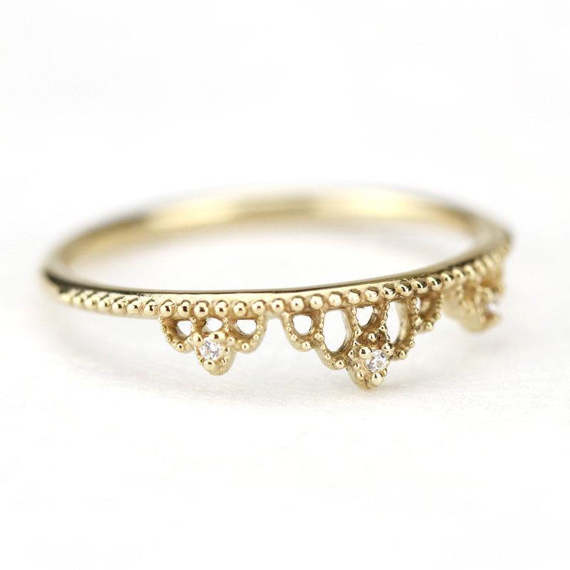 minimalist engagement ring, delicate engagement ring, anniversary ring, diamond wedding band, engagement ring, delicate diamond ring | R211WD - NOOI JEWELRY