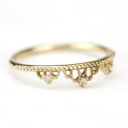 minimalist engagement ring, delicate engagement ring, anniversary ring, diamond wedding band, engagement ring, delicate diamond ring | R211WD - NOOI JEWELRY