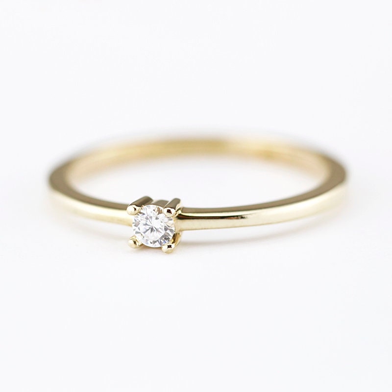 Diamond Ring, Diamond Solitaire Ring, Solitaire Diamond Ring, Promise Ring, Promise Ring, Simple Diamond Ring, Thin gold Band Ring |R 157WD
