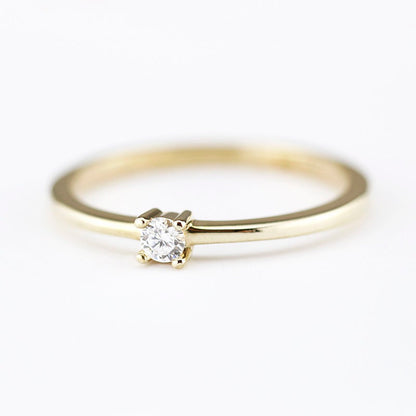 Diamond Ring, Diamond Solitaire Ring, Solitaire Diamond Ring, Promise Ring, Promise Ring, Simple Diamond Ring, Thin gold Band Ring |R 157WD