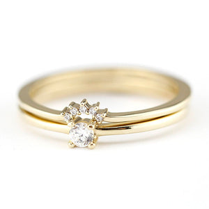 Wedding Ring Set, Diamond Engagement Ring, minimalist ring, dainty engagement ring, Diamond Ring, Diamond Wedding Ring, diamond wedding band - NOOI JEWELRY