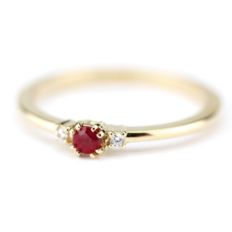 ruby and diamond engagement ring unique - NOOI JEWELRY