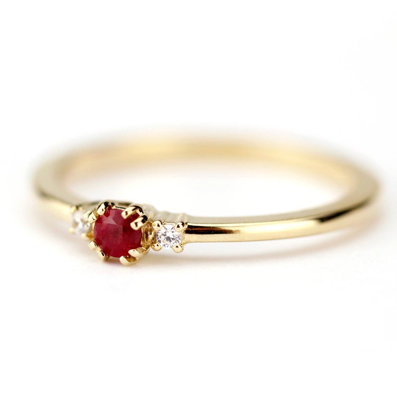 ruby and diamond engagement ring unique - NOOI JEWELRY