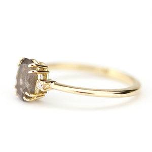 oval engagement ring labradorite with side stones unique - NOOI JEWELRY