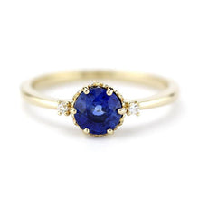 Load image into Gallery viewer, Blue kyanite engagement ring, Three stones ring 18k gold - NOOI JEWELRY