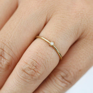 Engagement ring simple small diamond band | Hexagonal diamond ring engagement - NOOI JEWELRY