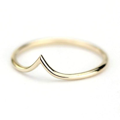 v ring, chevron band, delicate ring, wedding band, wedding ring, chevron band, stacking band, engagement ring, thin ring, minimalist ring |  R 216 - NOOI JEWELRY