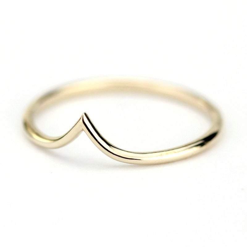 v ring, chevron band, delicate ring, wedding band, wedding ring, chevron band, stacking band, engagement ring, thin ring, minimalist ring |  R 216 - NOOI JEWELRY