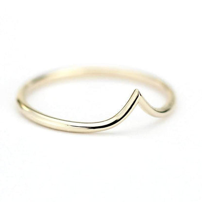 v ring, chevron band, delicate ring, wedding band, wedding ring, chevron band, stacking band, engagement ring, thin ring, minimalist ring |  R 216 - NOOI JEWELRY