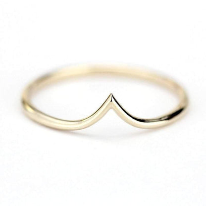 v ring, chevron band, delicate ring, wedding band, wedding ring, chevron band, stacking band, engagement ring, thin ring, minimalist ring |  R 216 - NOOI JEWELRY