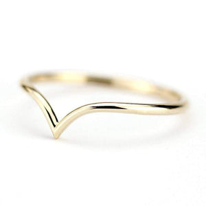 v ring, chevron band, delicate ring, wedding band, wedding ring, chevron band, stacking band, engagement ring, thin ring, minimalist ring |  R 216 - NOOI JEWELRY