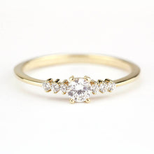 Load image into Gallery viewer, Round diamond engagement ring side stones thin band | Diamond rings modern simple - NOOI JEWELRY