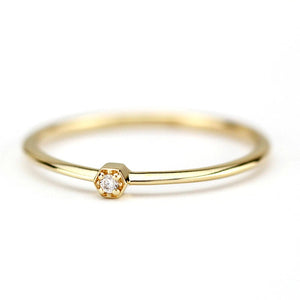 Engagement ring simple small diamond band | Hexagonal diamond ring engagement - NOOI JEWELRY