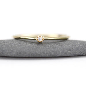 Engagement ring simple small diamond band | Hexagonal diamond ring engagement - NOOI JEWELRY