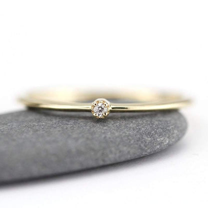 minimalist ring, engagement ring, dainty ring, simple ring diamond, dainty ring diamond, simple ring, diamond ring, girlfriend gift R 223WD - NOOI JEWELRY