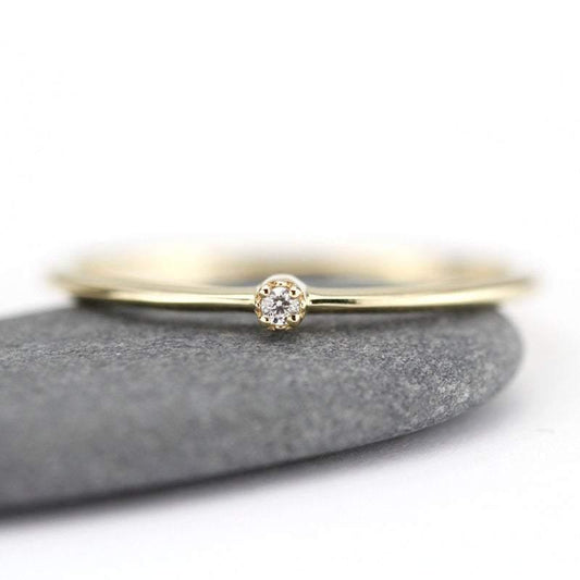 minimalist ring, engagement ring, dainty ring, simple ring diamond, dainty ring diamond, simple ring, diamond ring, girlfriend gift R 223WD - NOOI JEWELRY