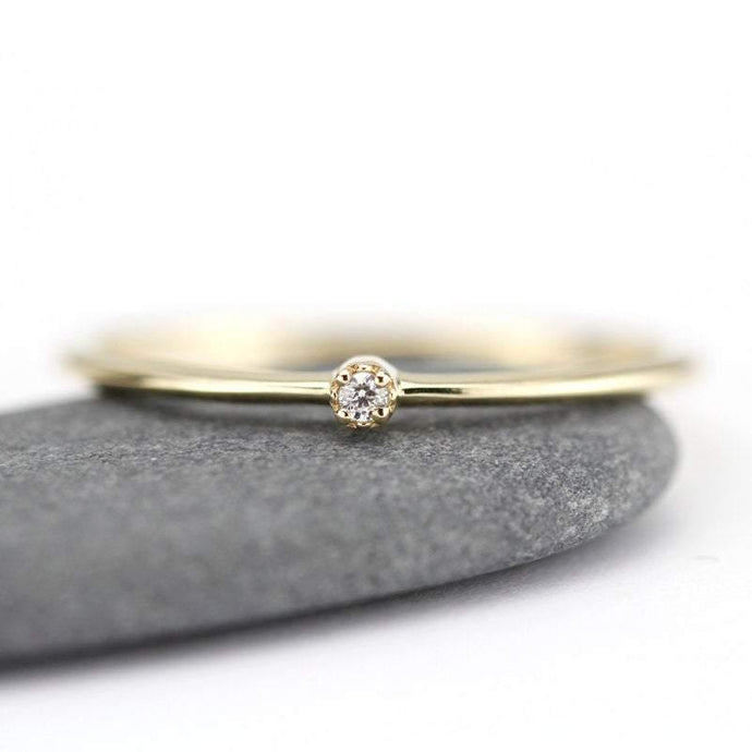 minimalist ring, engagement ring, dainty ring, simple ring diamond, dainty ring diamond, simple ring, diamond ring, girlfriend gift R 223WD - NOOI JEWELRY