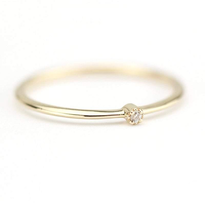 minimalist ring, engagement ring, dainty ring, simple ring diamond, dainty ring diamond, simple ring, diamond ring, girlfriend gift R 223WD - NOOI JEWELRY