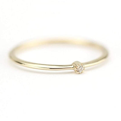 minimalist ring, engagement ring, dainty ring, simple ring diamond, dainty ring diamond, simple ring, diamond ring, girlfriend gift R 223WD - NOOI JEWELRY
