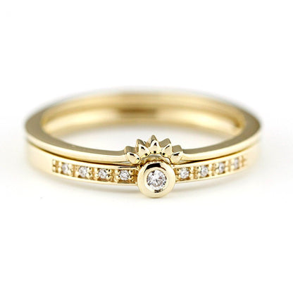 engagement ring set, diamond wedding rings, bridal wedding set, wedding ring, nesting wedding ring set, wedding ring set, Wedding set | R146 R173WD - NOOI JEWELRY