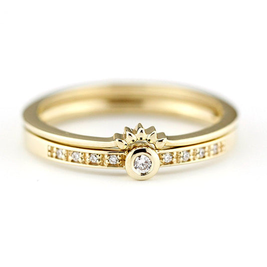 engagement ring set, diamond wedding rings, bridal wedding set, wedding ring, nesting wedding ring set, wedding ring set, Wedding set | R146 R173WD - NOOI JEWELRY