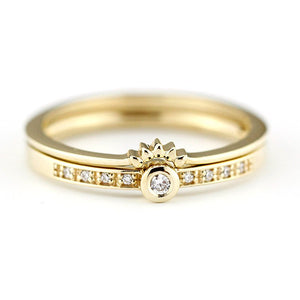 engagement ring set, diamond wedding rings, bridal wedding set, wedding ring, nesting wedding ring set, wedding ring set, Wedding set | R146 R173WD - NOOI JEWELRY