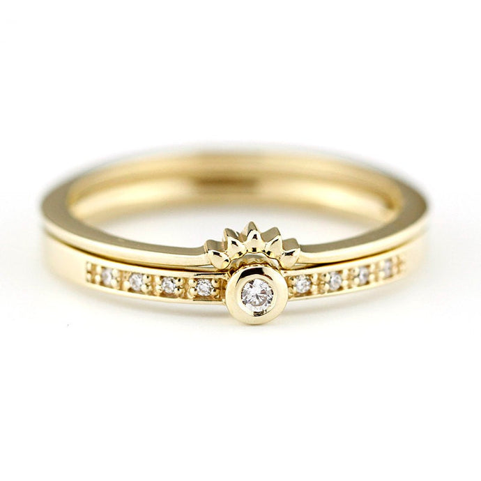 engagement ring set, diamond wedding rings, bridal wedding set, wedding ring, nesting wedding ring set, wedding ring set, Wedding set | R146 R173WD - NOOI JEWELRY