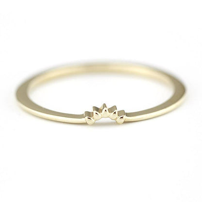 18K Curved Wedding Band, Curved Wedding Band 18K Gold, Crown Wedding Ring, Gold Curved Band, Wedding Ring Set R146 - NOOI JEWELRY
