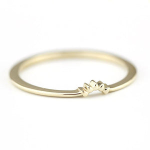 18K Curved Wedding Band, Curved Wedding Band 18K Gold, Crown Wedding Ring, Gold Curved Band, Wedding Ring Set R146 - NOOI JEWELRY